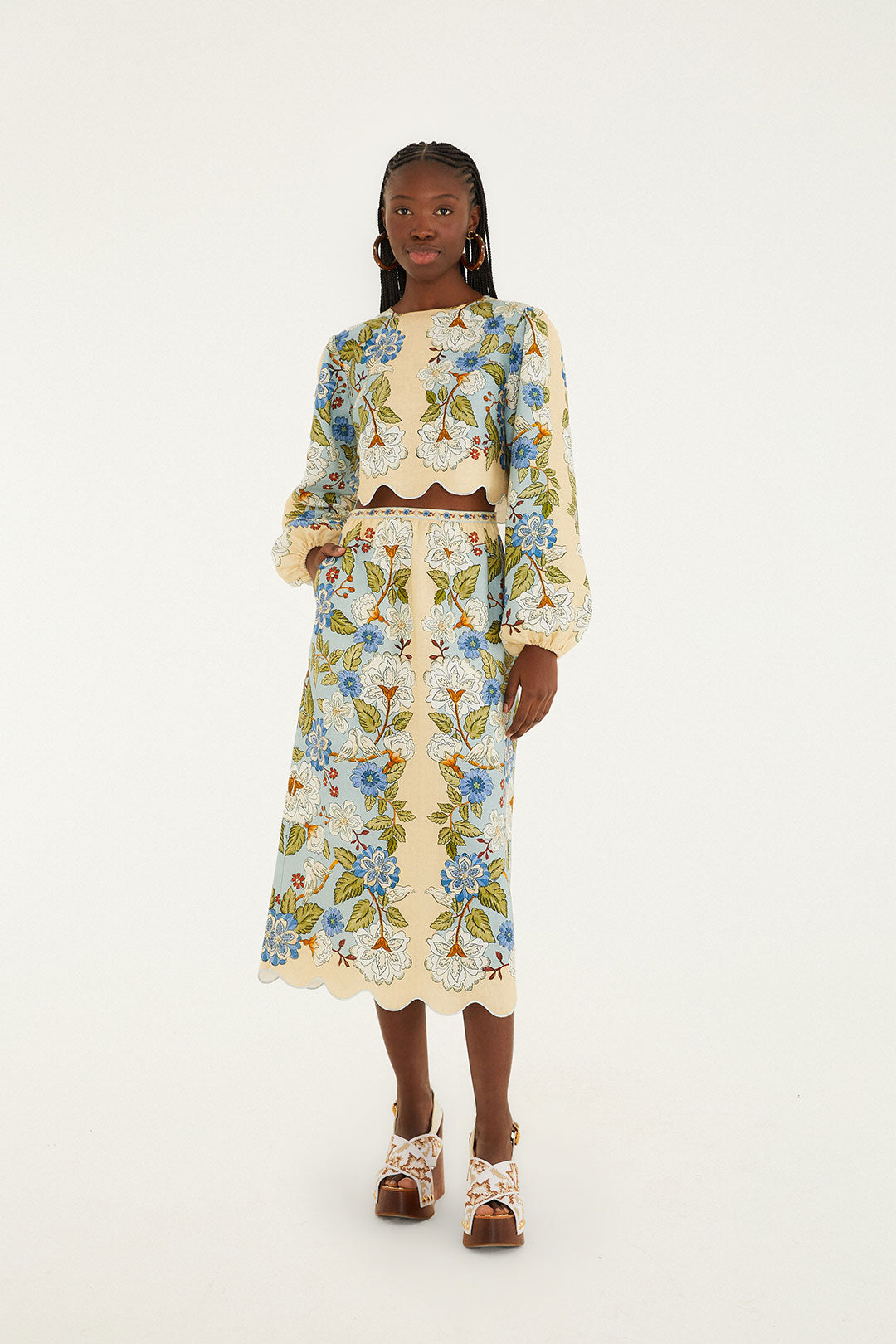 Garden Scarf Long Sleeve Blouse