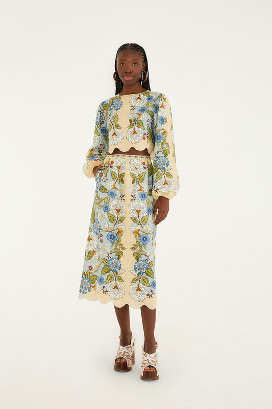 Garden Scarf Long Sleeve Blouse