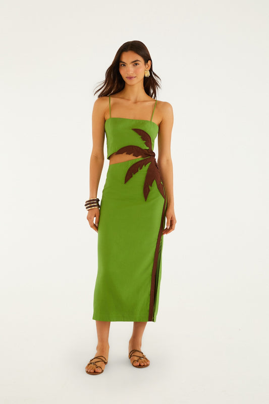 Green Palm Tree Maxi Dress