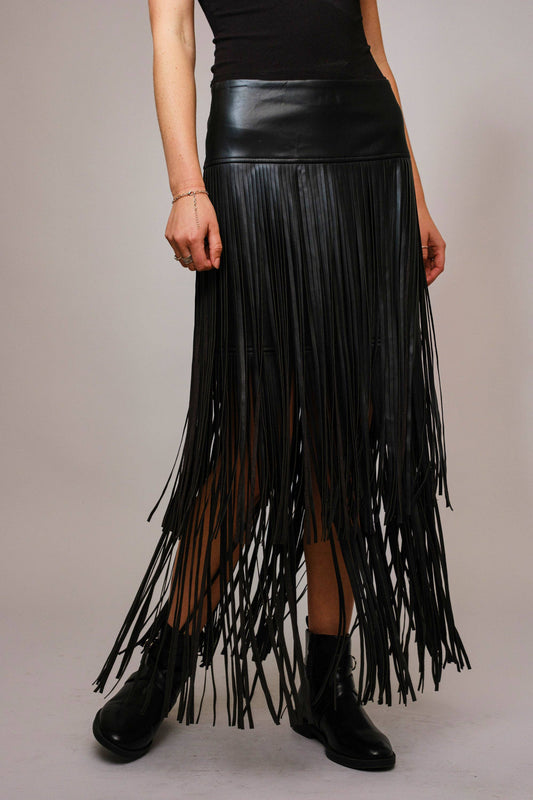 Tiered Fringe Maxi Skirt