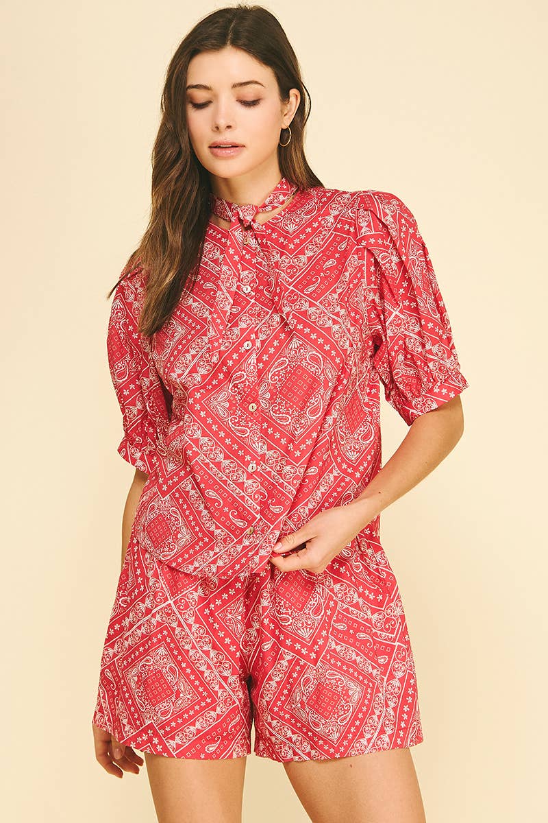 Aubrey Bandana Print Blouse
