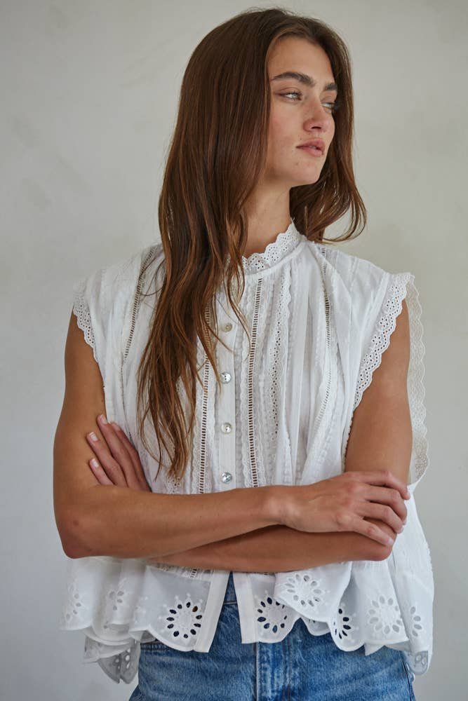 Ellie Eyelet Sleeveless Top