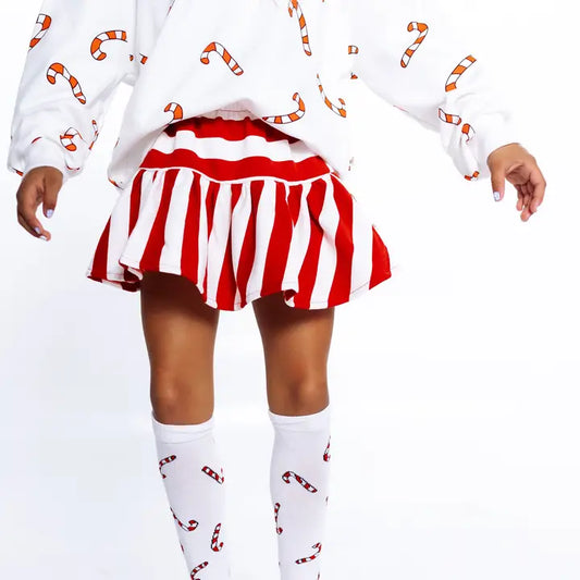 Girls Striped Mini Skirt