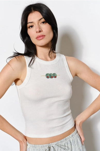 Ozzy Olive Bead Embroidery Tank