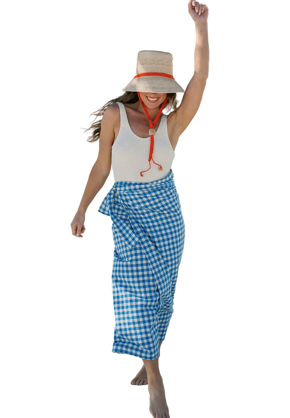Blue Bay Gingham Tie Sarong