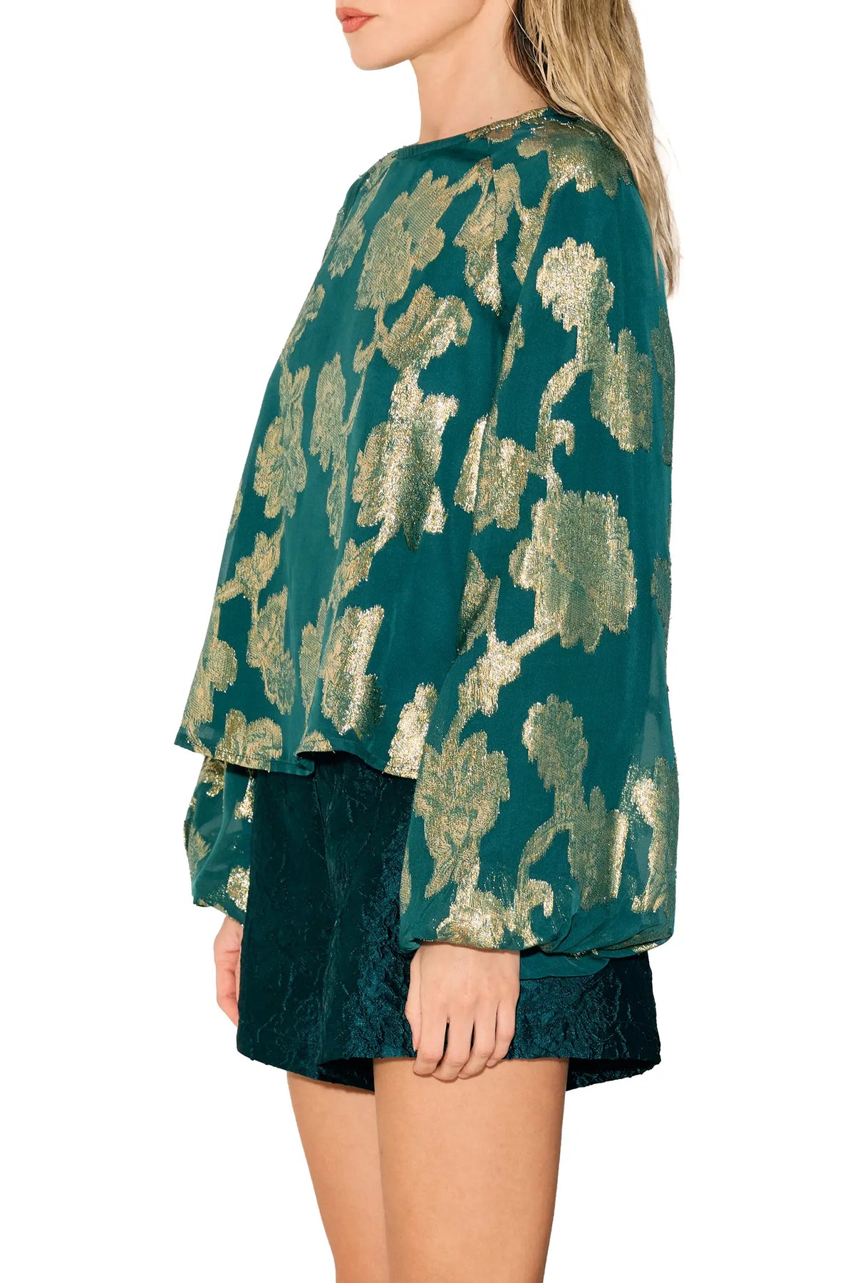 Giulia Metallic Jacquard Chiffon Blouse