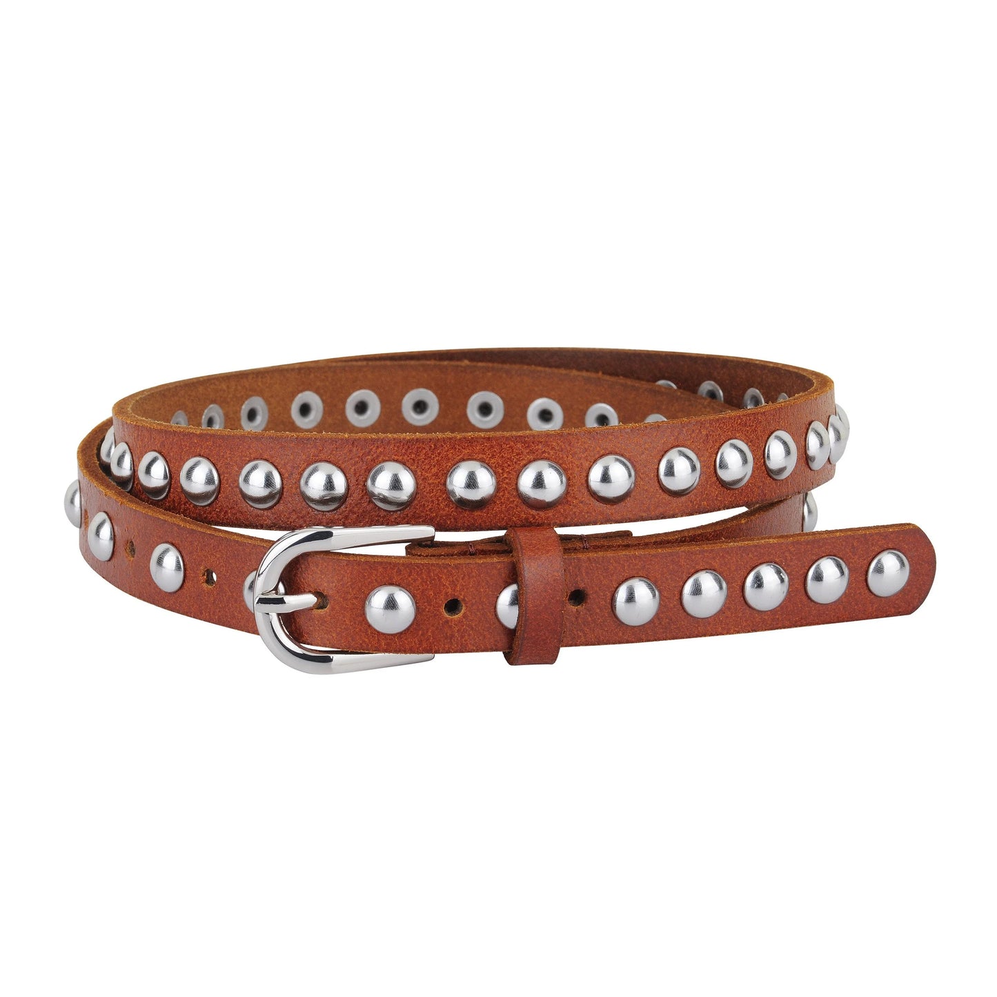 Skinny Studded Leather Belt
