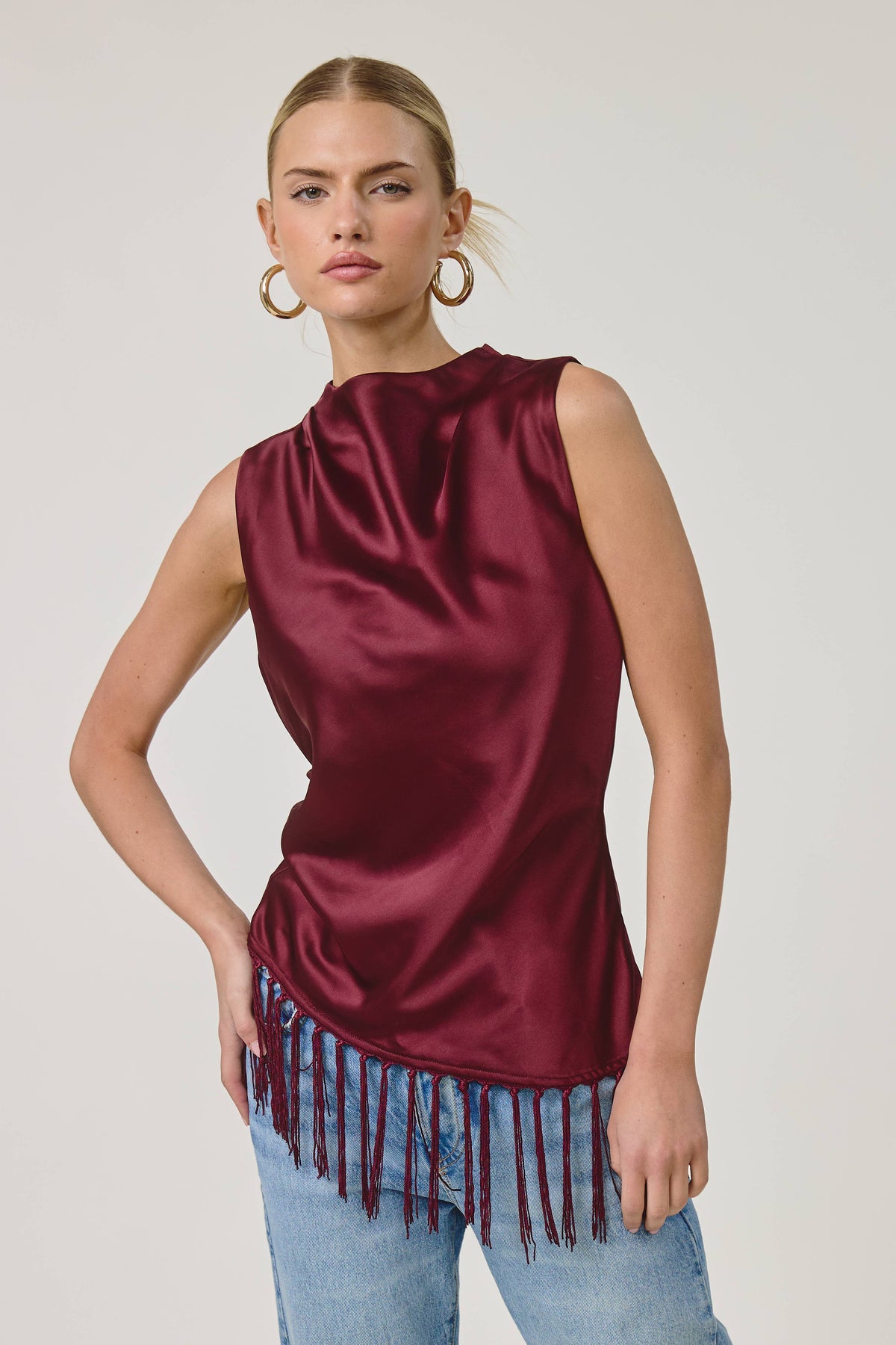 Marais Satin Fringe Top