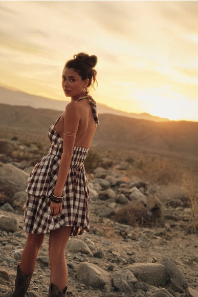Georgia Gingham Halter Mini Dress