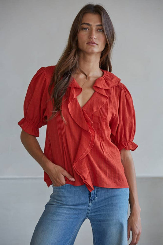 Lillie Buttondown V-Neck Top