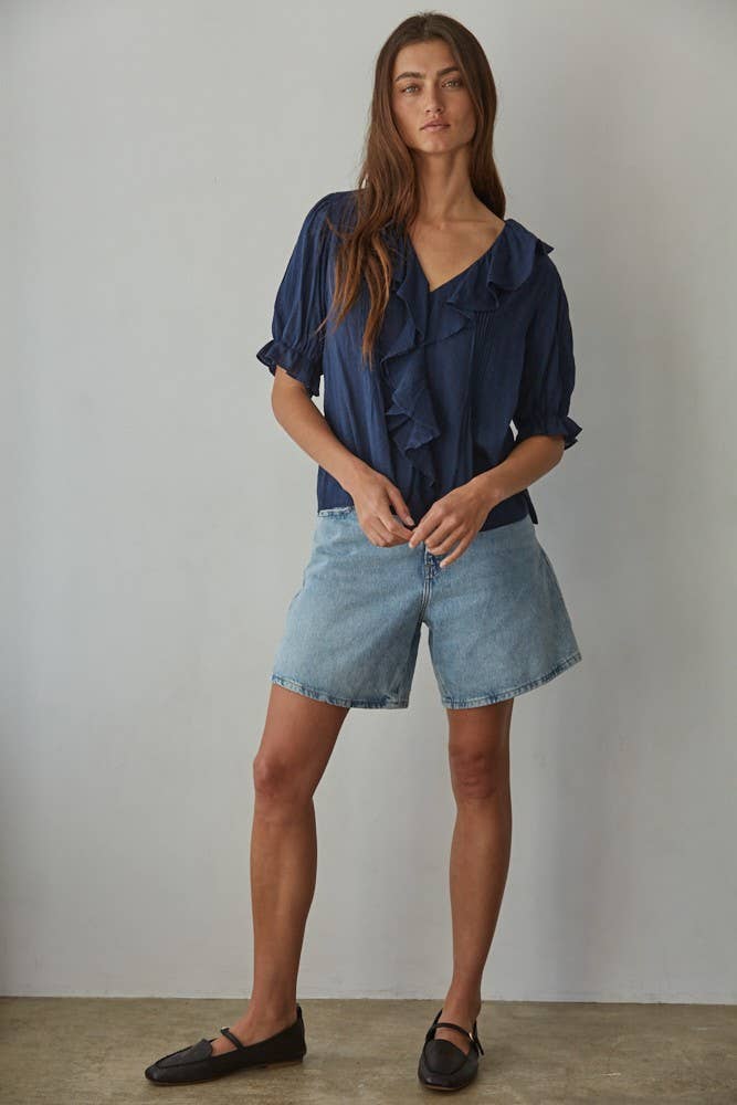 Lillie Buttondown V-Neck Top