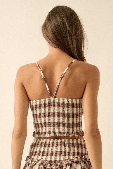 Georgia Gingham Smocked Cropped Top
