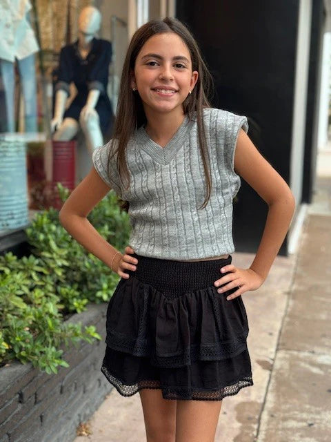 Girls Knit V-Neck Vest