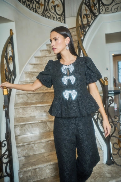 Arielle Jacquard Bow Top