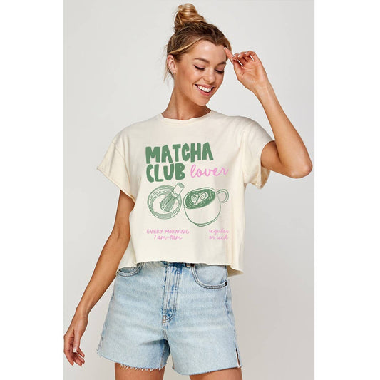 Maeve Matcha Club Vintage Graphic Crop Tee
