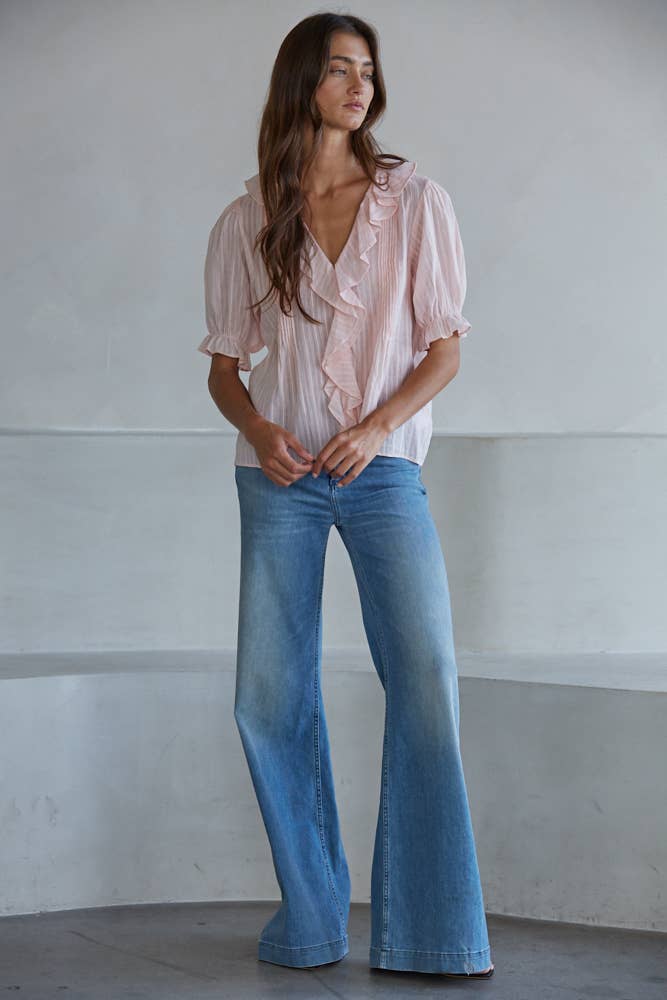 Lillie Buttondown V-Neck Top