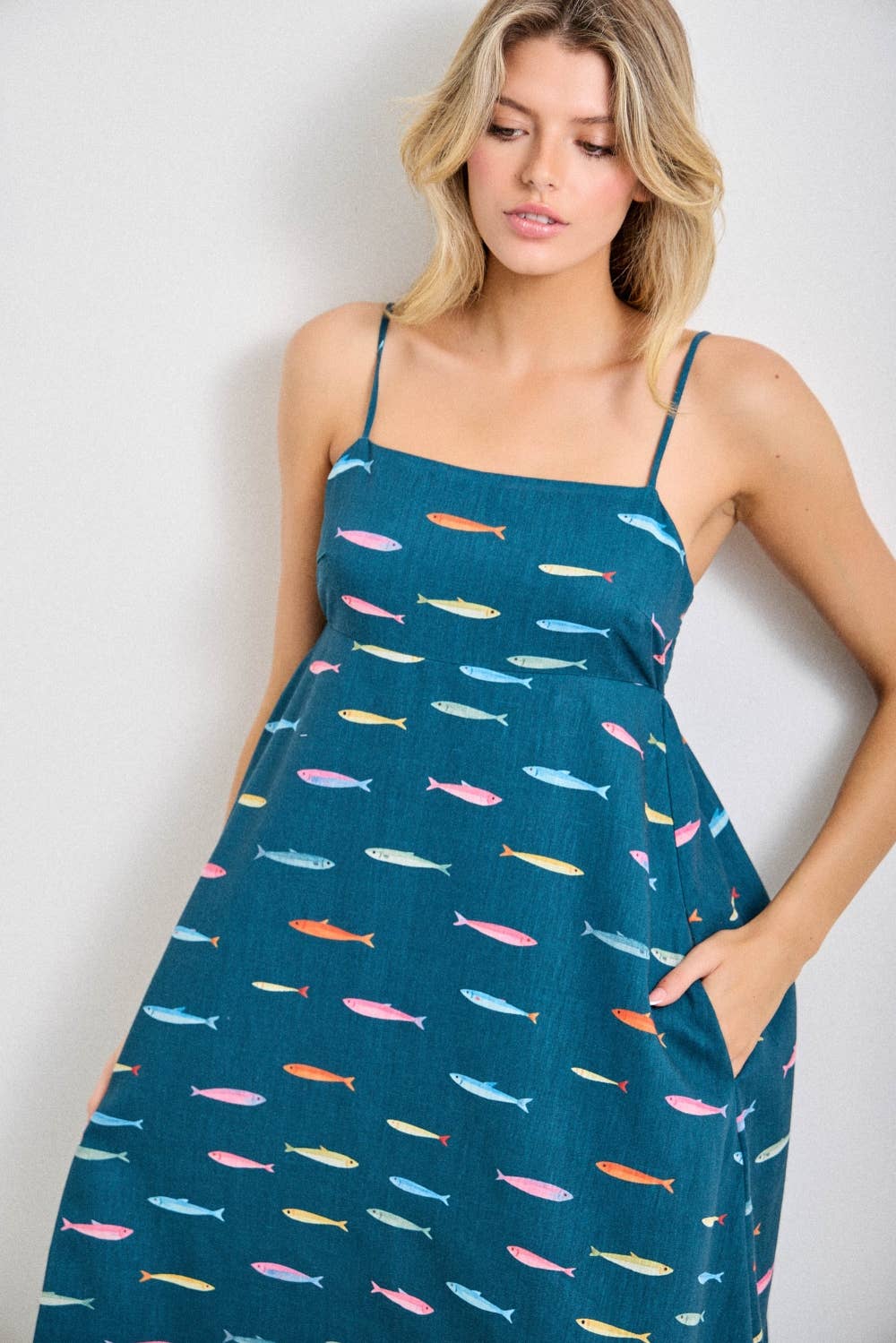 Fish Print Midi Dress