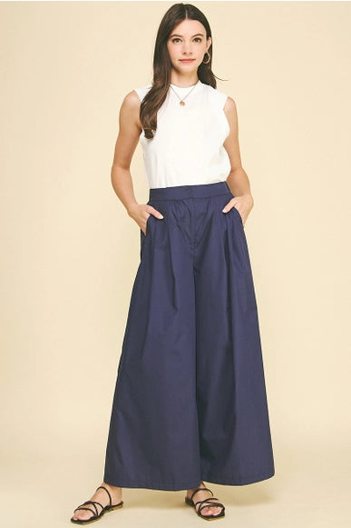 Solid Poplin Wide Pant