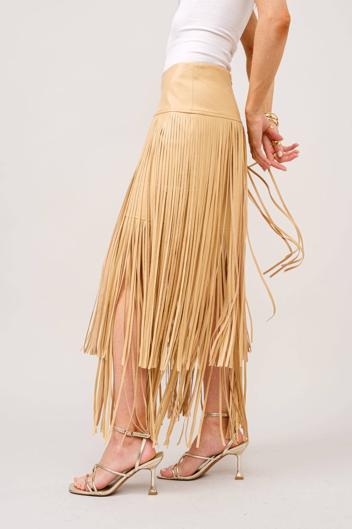 Tiered Fringe Maxi Skirt