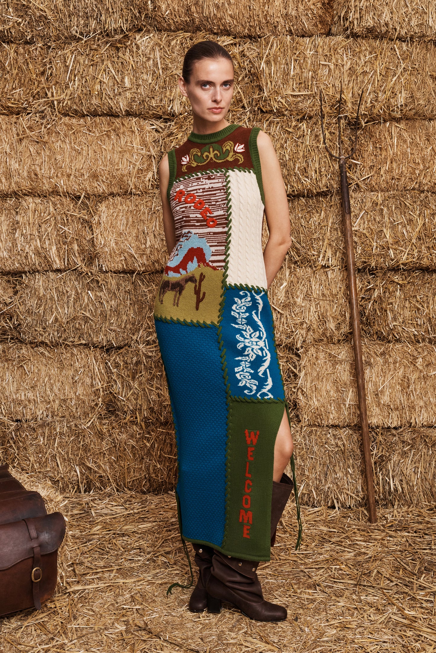Lasso Patchwork Knit Dress
