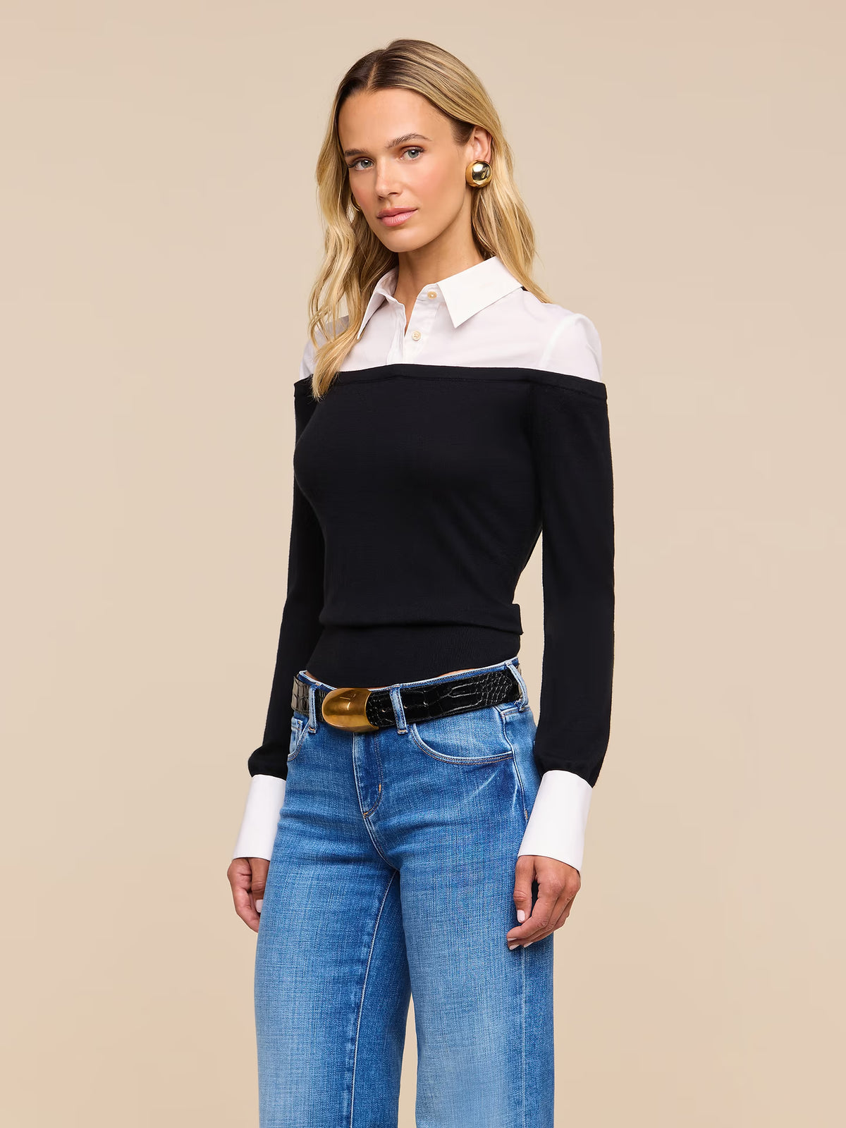 Mathilde Poplin Collared Pullover