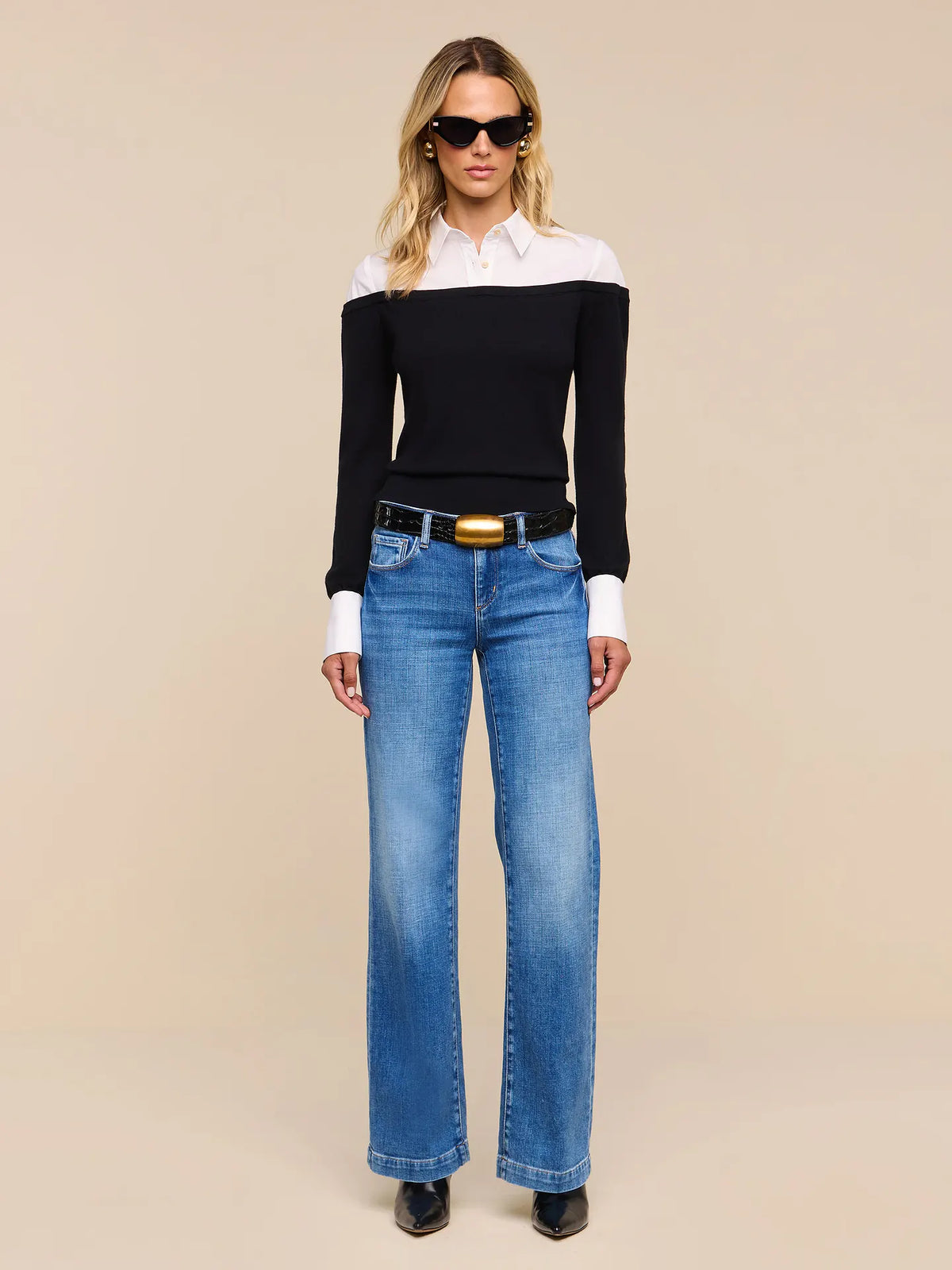 Mathilde Poplin Collared Pullover