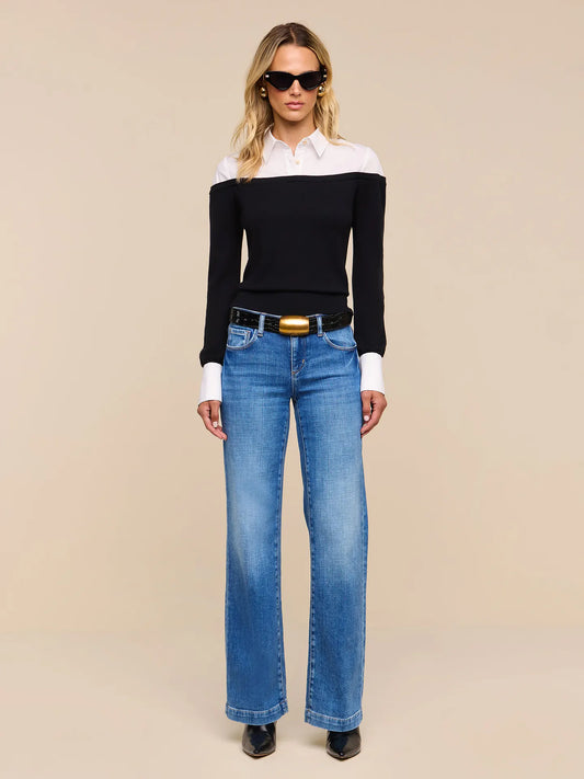Mathilde Poplin Collared Pullover