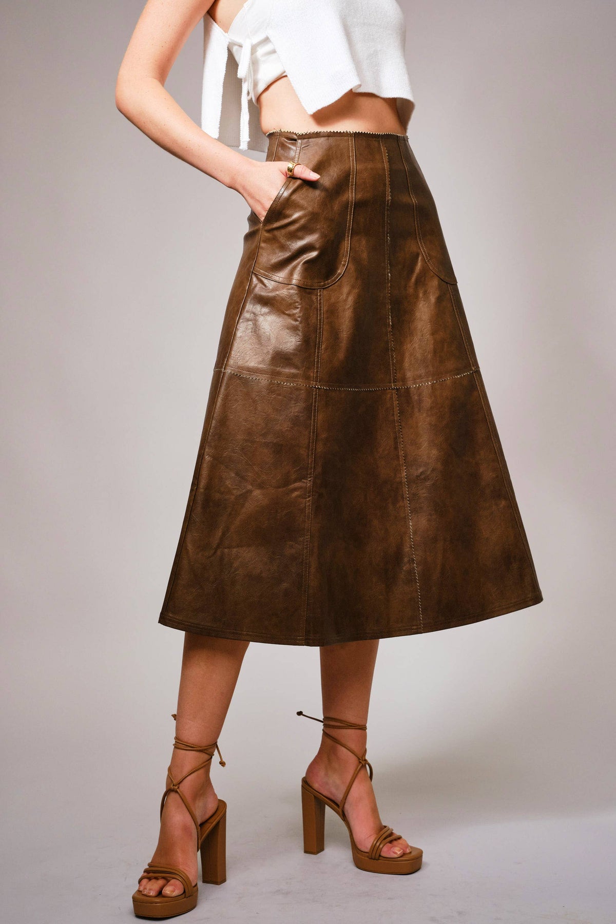 Rory Zigzag Seam Midi Skirt