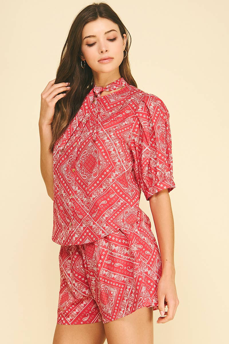 Aubrey Bandana Print Blouse