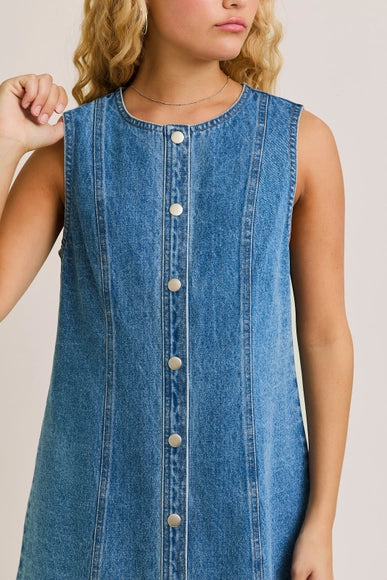 Clare Denim Mini Dress - Size M - Denim Blue - Women's FF Teen Dresses