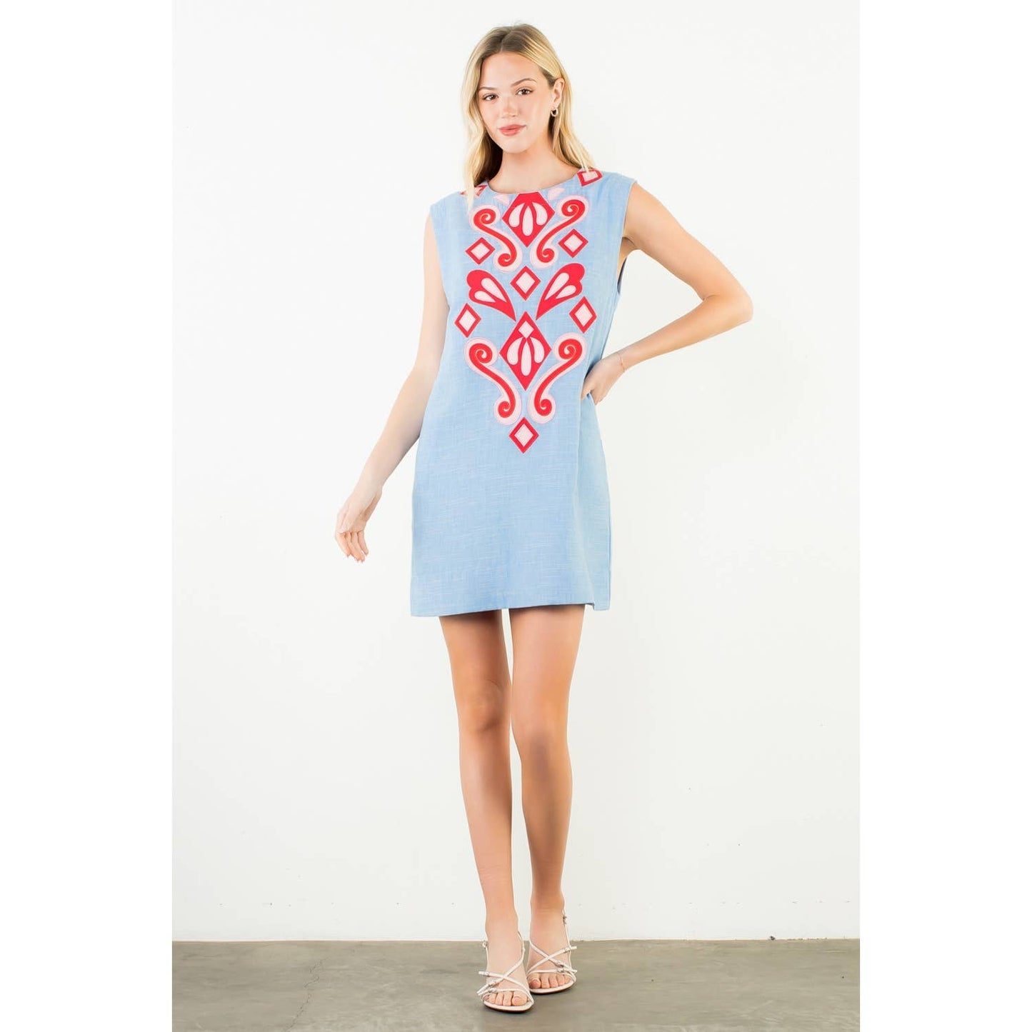 Allie Sleeveless Embroidery Detail Dress