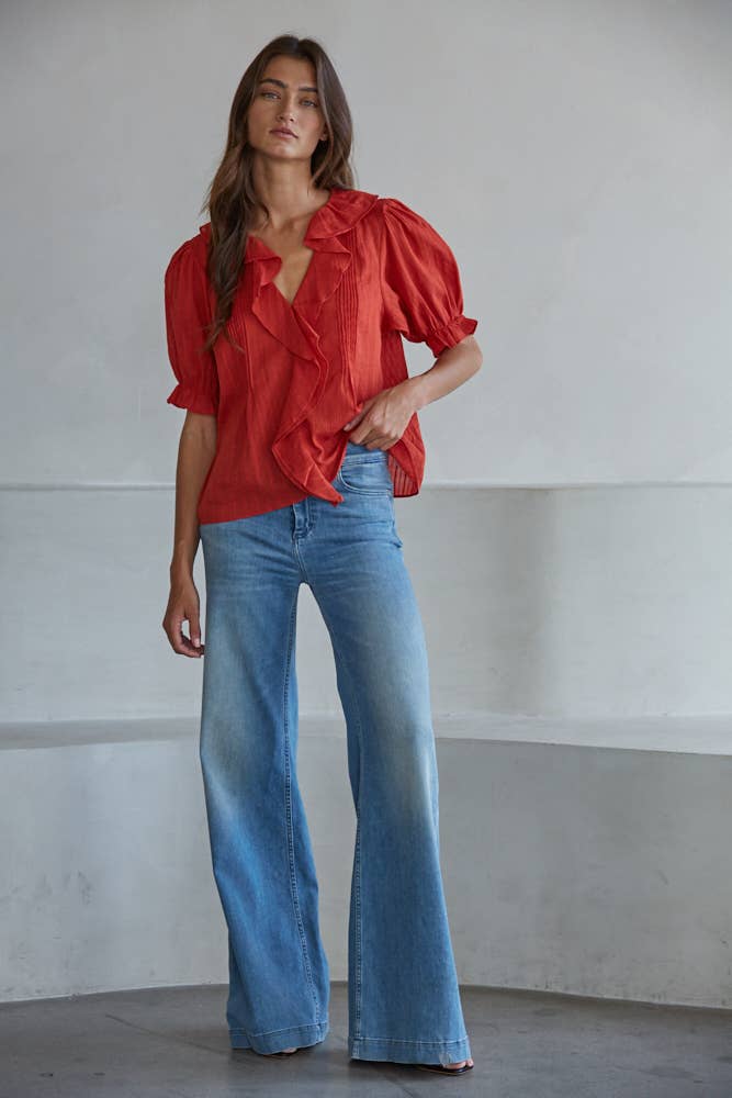 Lillie Buttondown V-Neck Top