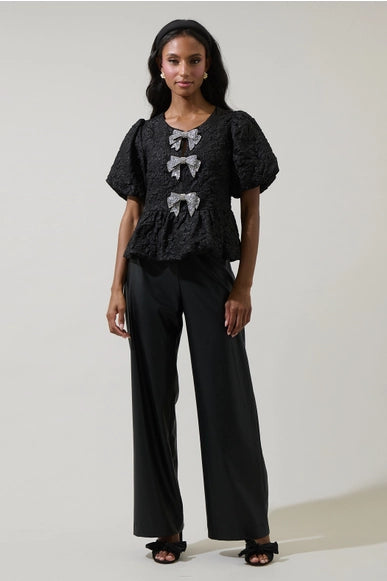 Arielle Jacquard Bow Top