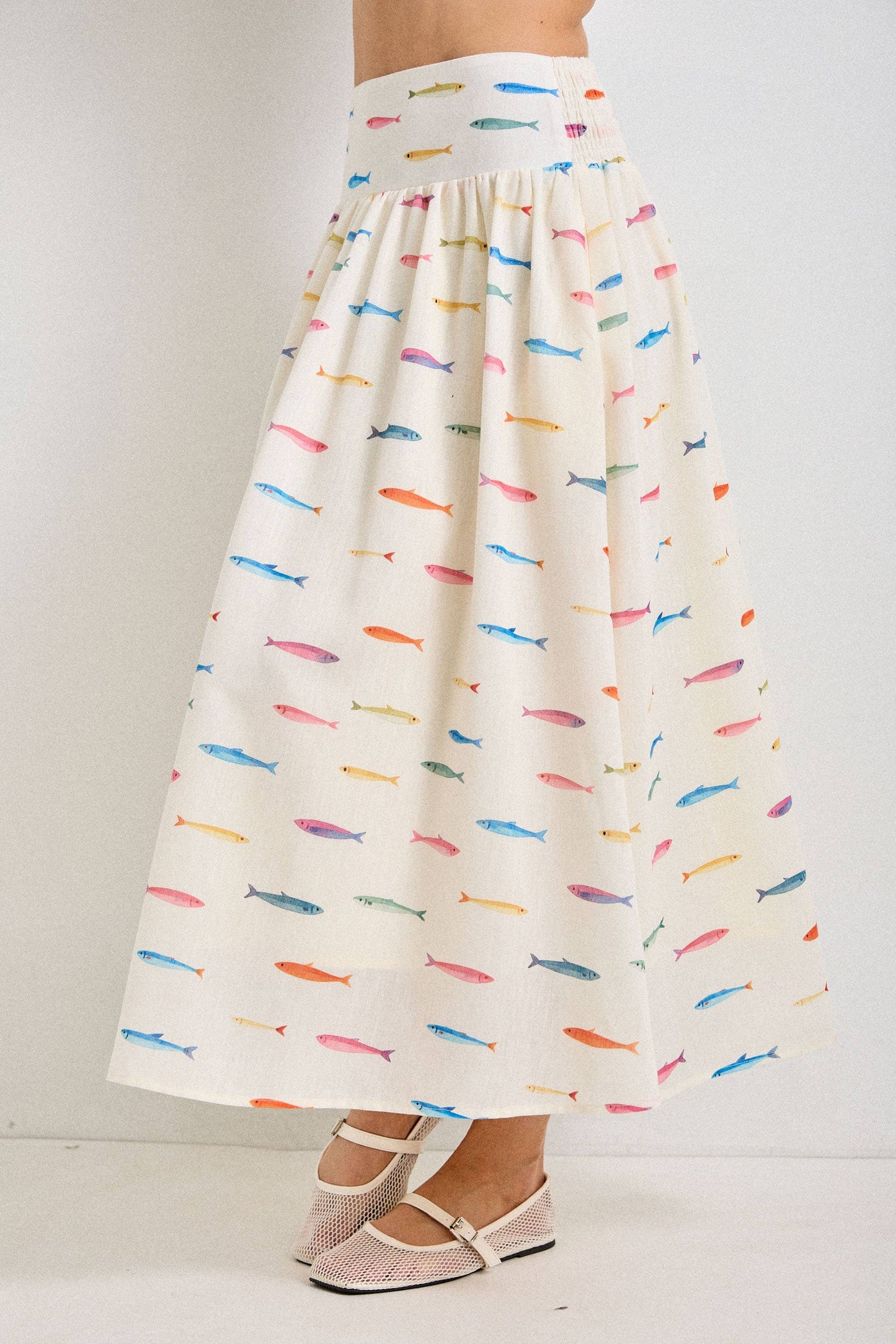 Fish Print Midi Skirt