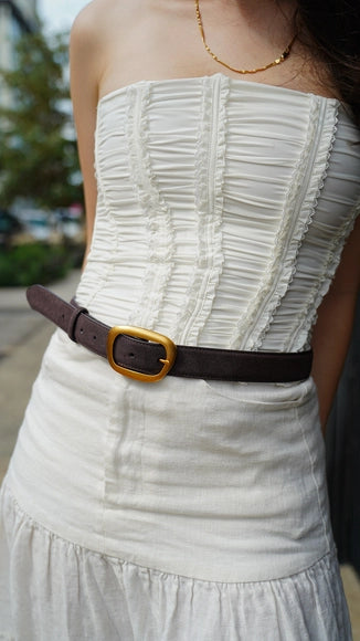 Suede Belt with Organic Shape Buckle