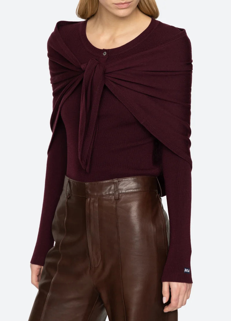 Jane Arglye Henley Sweater W/ Scarf