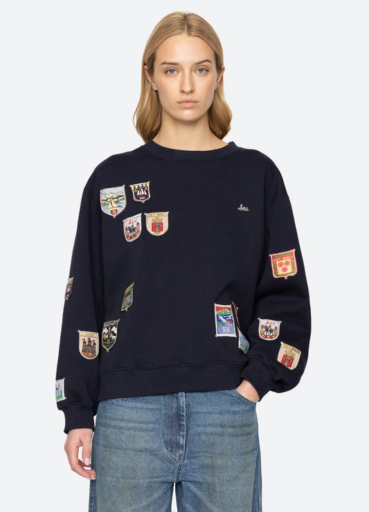 Davis Patchwork Crew Neck Sweatshirt
