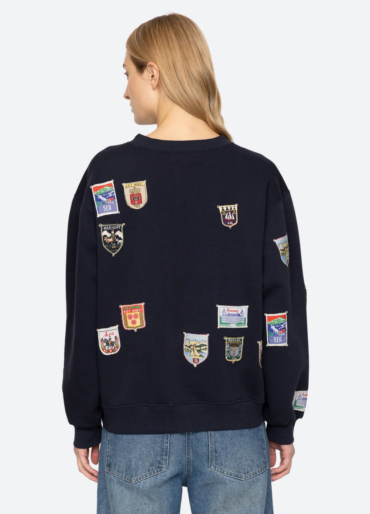 Davis Patchwork Crew Neck Sweatshirt