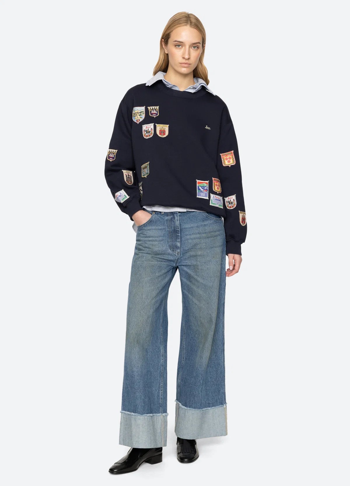 Davis Patchwork Crew Neck Sweatshirt