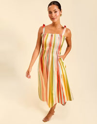 Anais Pintucked Midi Dress