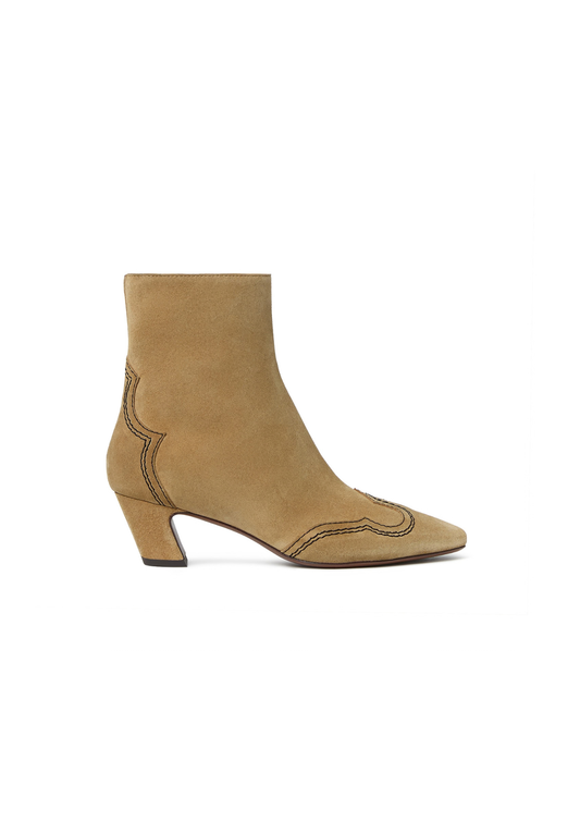 Aspen Embroidered Kicked Heel Ankle Boot