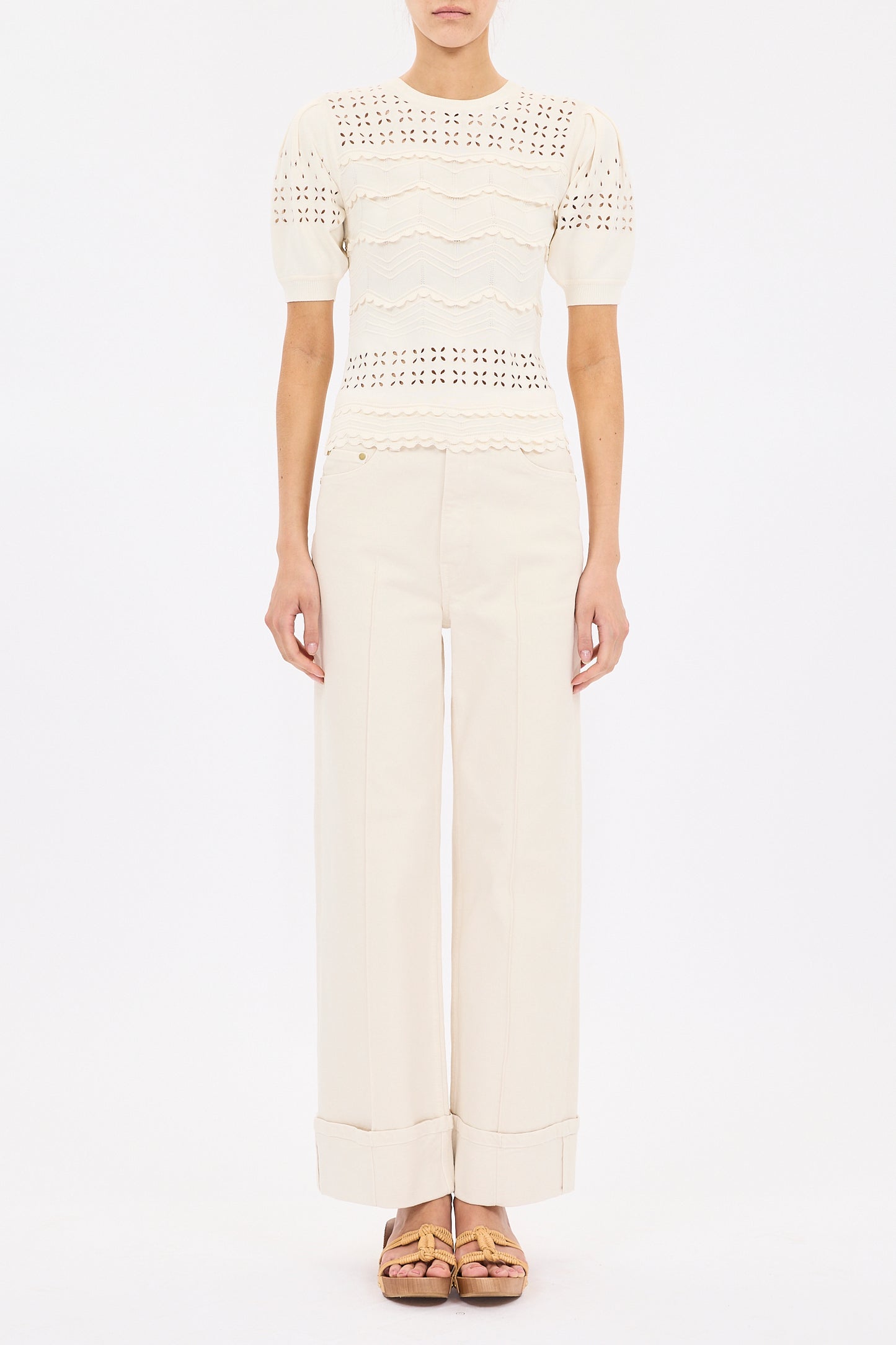 Marcelena Eyelet Knit Top