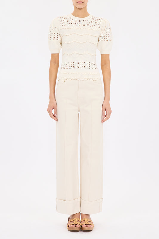 Marcelena Eyelet Knit Top