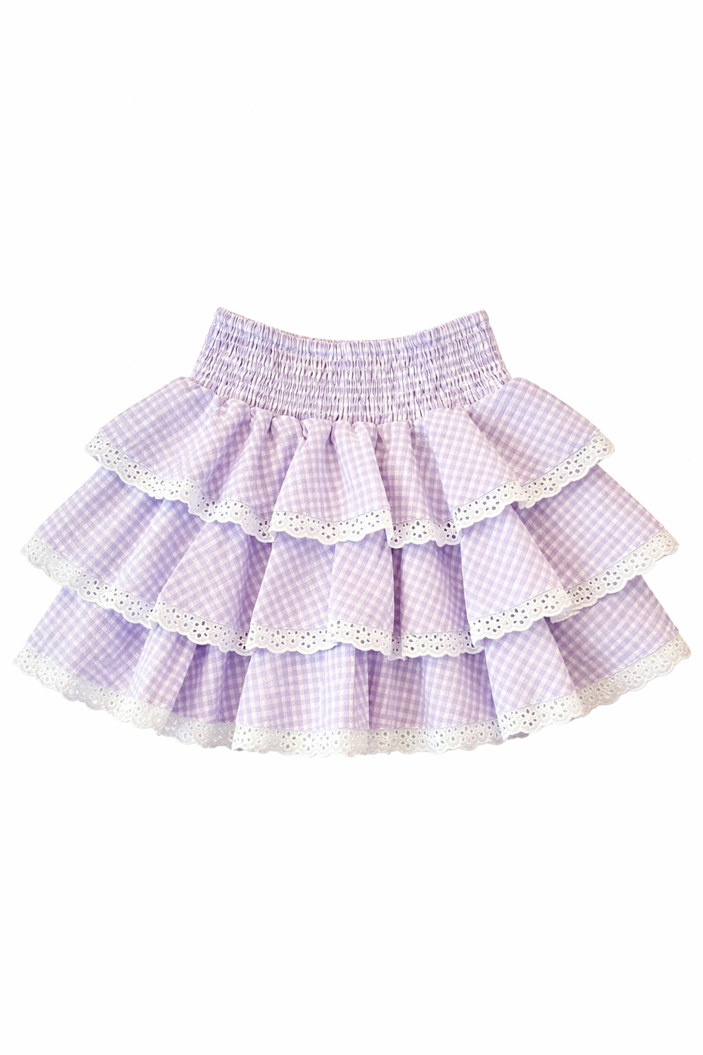 Bridget Girls Gingham Lace Skirt