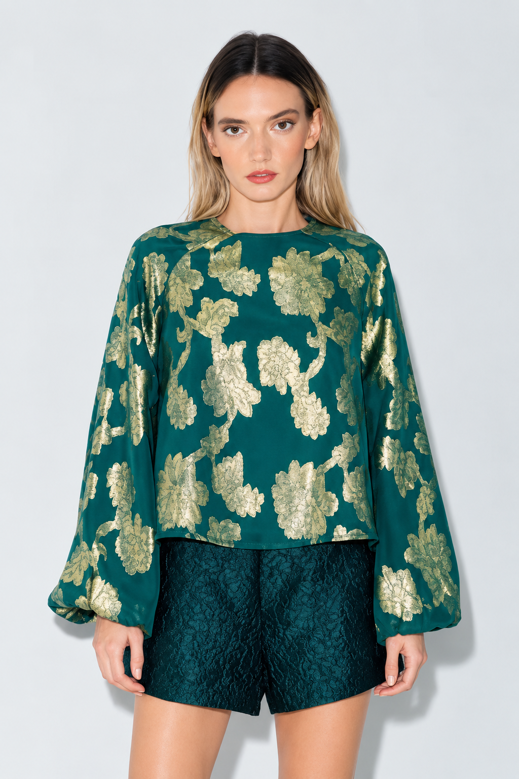Giulia Metallic Jacquard Chiffon Blouse