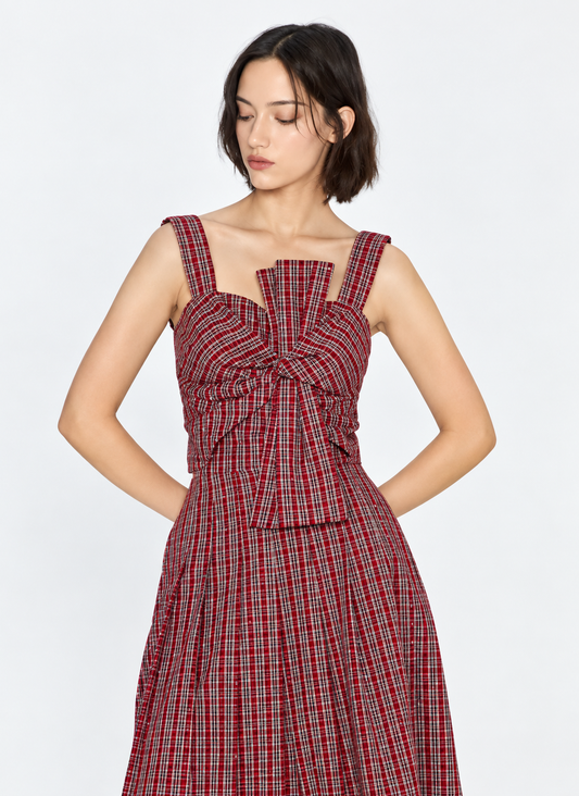 Ganna Embellished Plaid Top