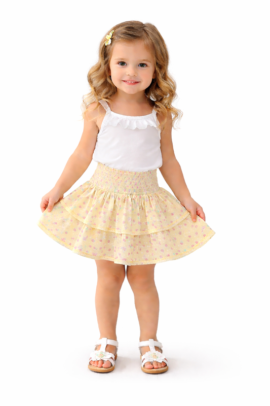 Girls Gemma Smocked Ruffle Mini Skirt