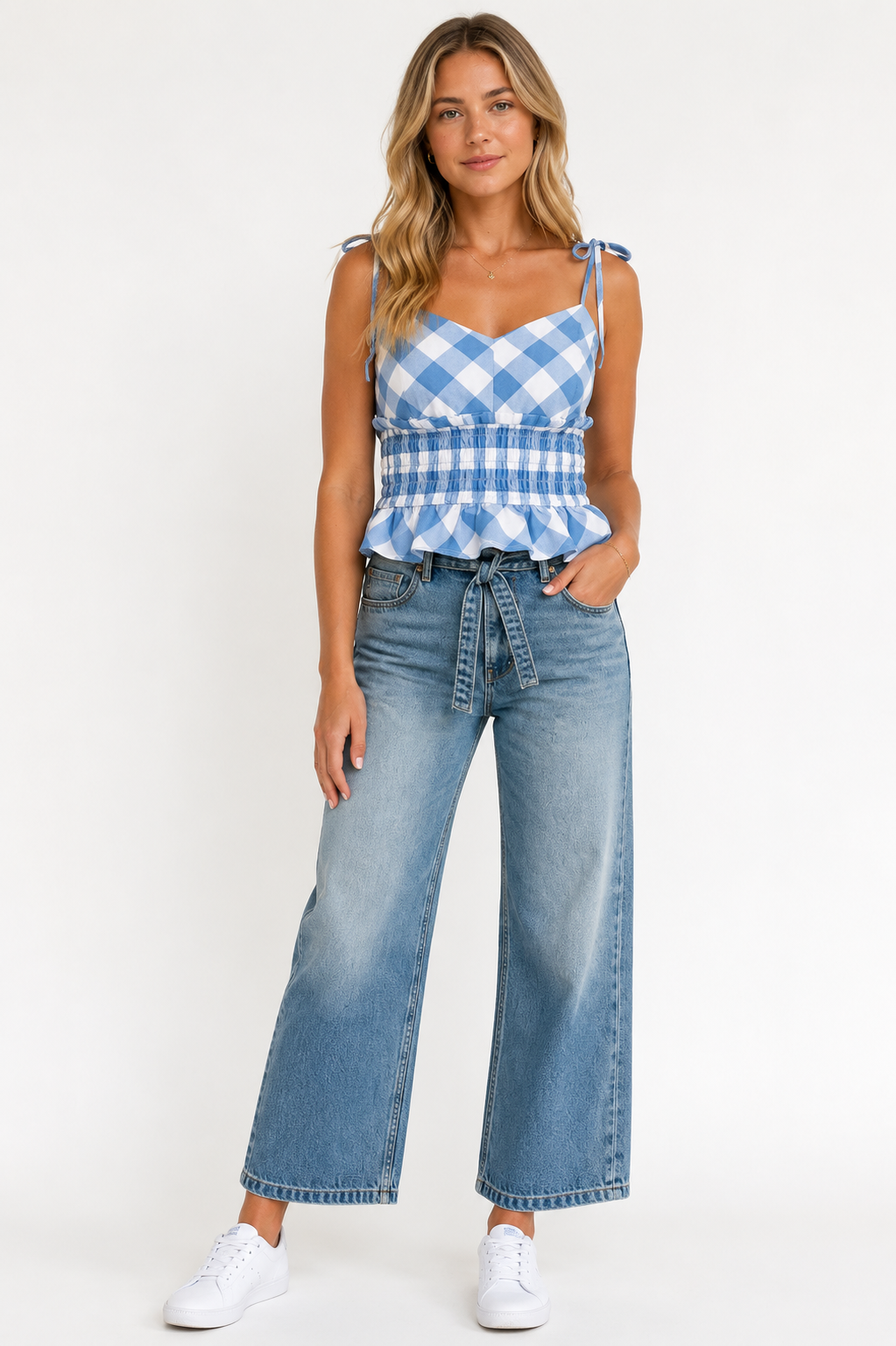 Susie Smocked Tie Strap Top