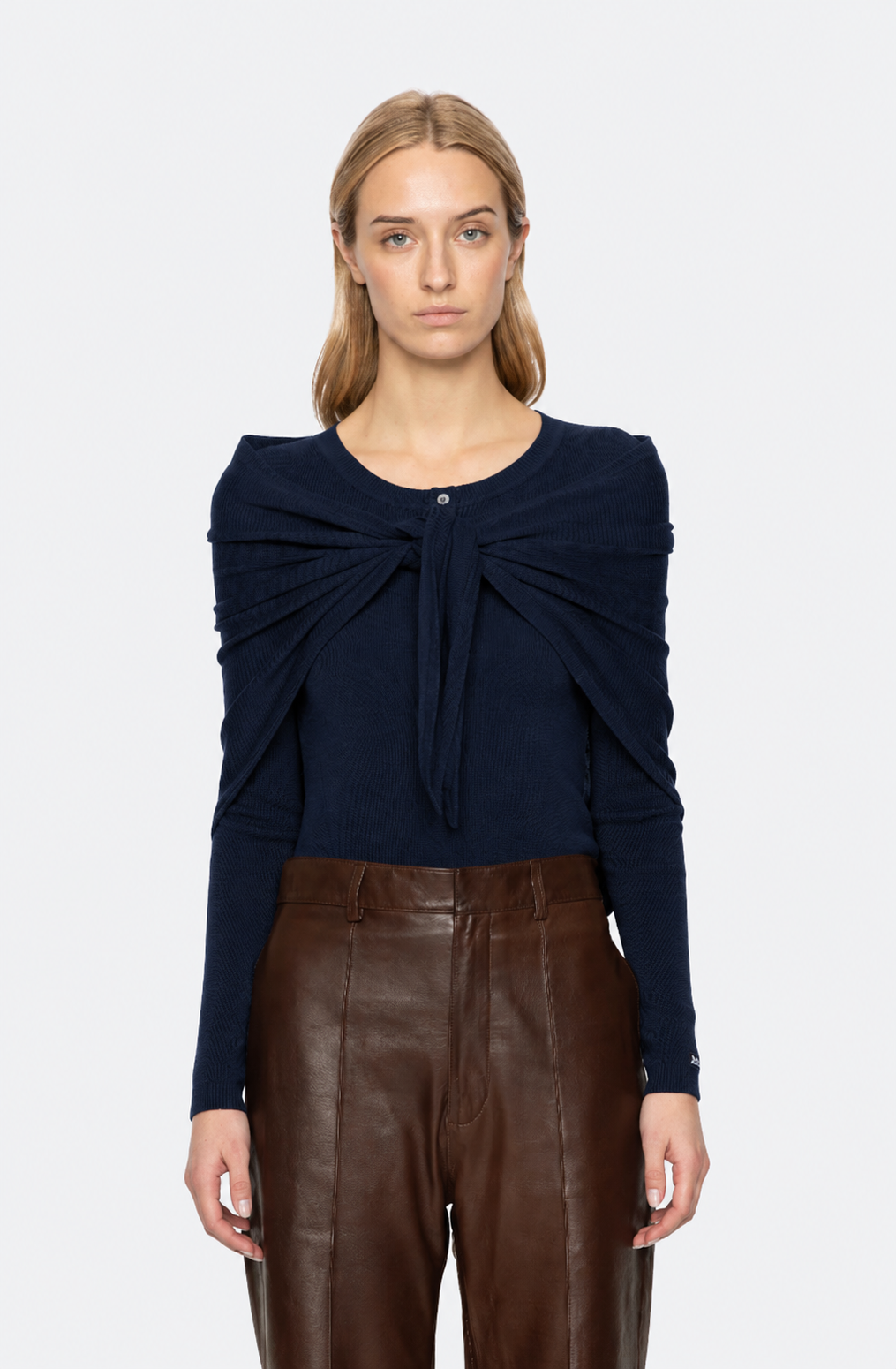 Jane Arglye Henley Sweater W/ Scarf
