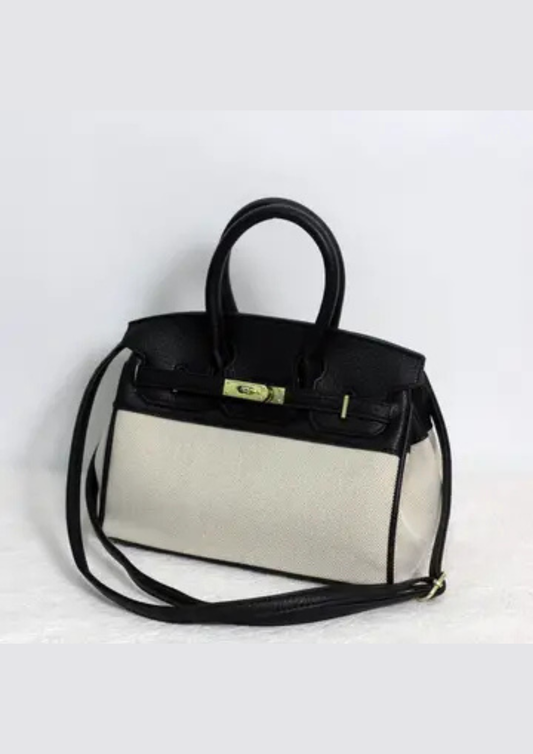 Classic Canvas and Pu Leather Tote Bag